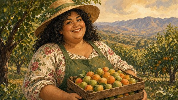 Ketruna Jacobs, a fictional character painted in an orchard (Ketruna then)